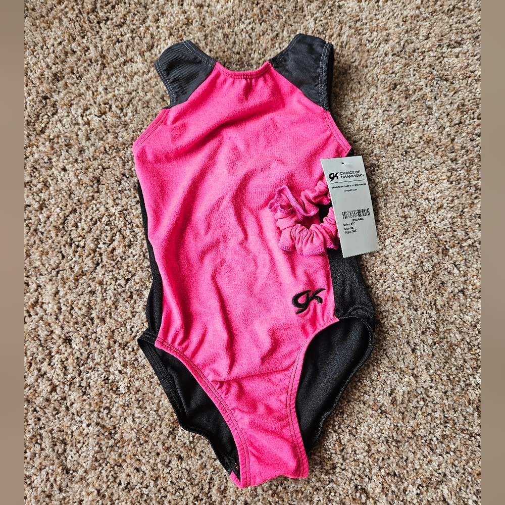GK Elite Pink and Black Gymnastics Leotard
